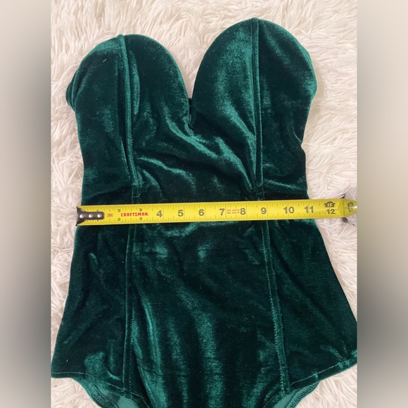 Fairy Whimsigoth Grunge Sabrina Carpenter Velvet Corset Bustier Green Bodysuit M - Picture 9 of 14